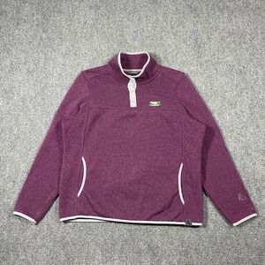 L.L. Bean Sweater Snap Placket Purple Fleece Pullover Jacket Petite Large 0934